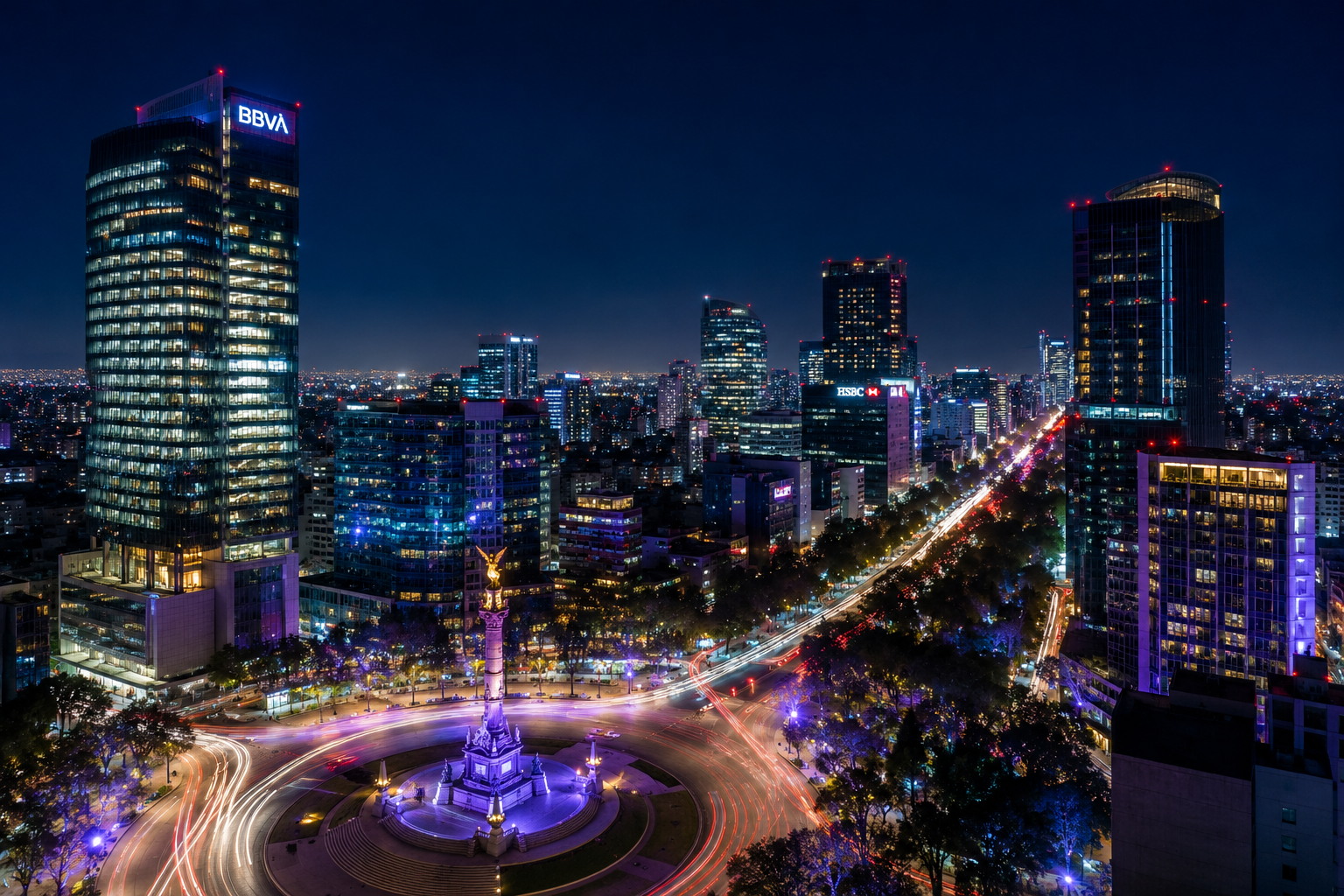 Ciudad de México — Paseo de la Reforma nocturno